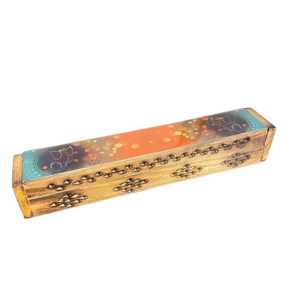 Decorative Wooden Incense Box with Free Ash Catcher